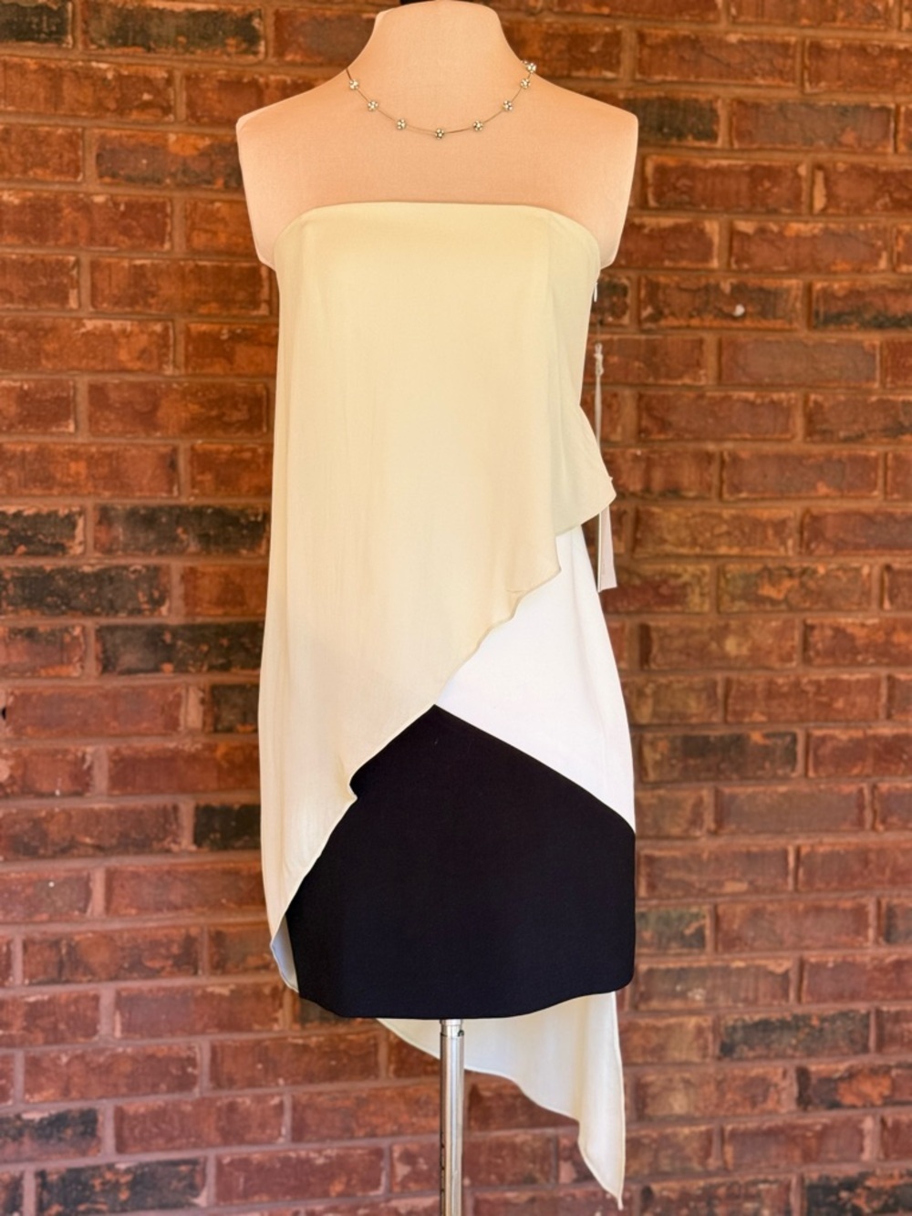 Mason Silk Strapless Mini Dress 2 NWT | Asymmetrical Colorblock Chic